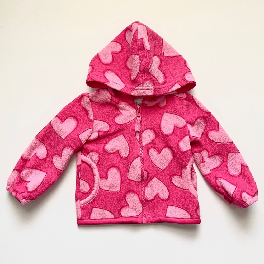 Circo Pink Hearts Zip-up Fleece Jacket with Hood